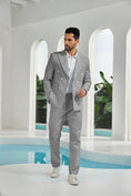 Load image into Gallery viewer, Seersucker Double Breasted Blazer Pants 2 Piece Men's Summer Suit
