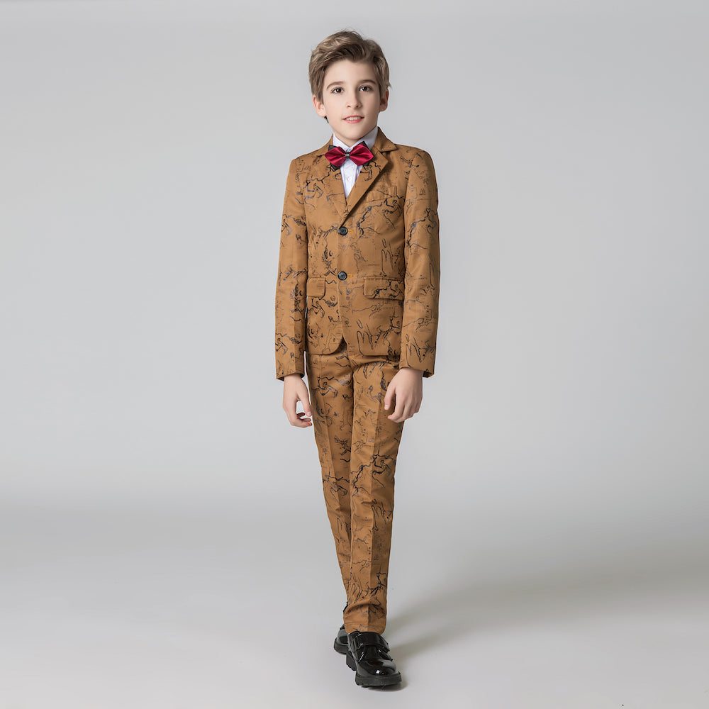 Unique Design Slim Fit Modern 5 Piece Boys Suits