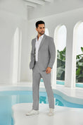 Charger l'image dans la visionneuse de la galerie, Seersucker Striped Blazer Pants 2 Piece Men's Summer Suit
