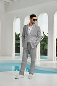 Charger l'image dans la visionneuse de la galerie, Seersucker Double Breasted Blazer Pants 2 Piece Men's Summer Suit
