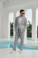 Seersucker Double Breasted Blazer Pants 2 Piece Men's Summer Suit