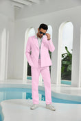 Charger l'image dans la visionneuse de la galerie, Seersucker Double Breasted Blazer Pants 2 Piece Men's Summer Suit
