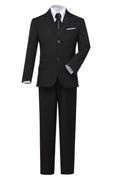 Cargar la imagen en la vista de la galería, Black 3 Piece Kids Boys' Formal Blazer Vest and Pants Dress Suits Set
