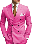 Double Breasted Peak Lapel 2 Piece Mens Slim Fit Suit