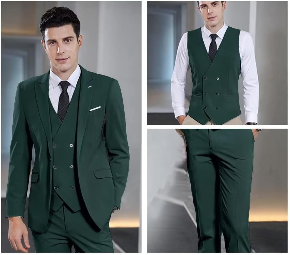 Stylish Peak Lapel Double Breasted One Button 3 Piece Men's Suit