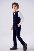 Cargar la imagen en la vista de la galería, Navy Velvet 5 Piece Boy's Formal Boys Suits
