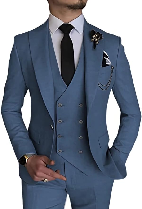 Double Breasted Suit One Button 3 Piece Men's Suit