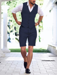 Load image into Gallery viewer, Linen Summer Suits 2 Piece Causal Men Suits Vest and Shorts Tailored Fit 2024
