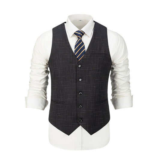 Black Plaid Men's Vest for Party, Wedding and Business