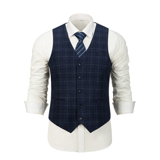 Navy Plaid Men's Vest for Party, Wedding and Business