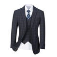 Charger l'image dans la visionneuse de la galerie, Dark Grey Plaid Men's 3 Piece Set for Party, Wedding and Business
