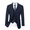 Load image into Gallery viewer, Navy Plaid Men's 3 Piece Set for Party, Wedding and Business
