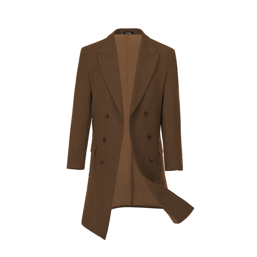 Men's Wool Coat Winter Double Breasted Long Coat 2775