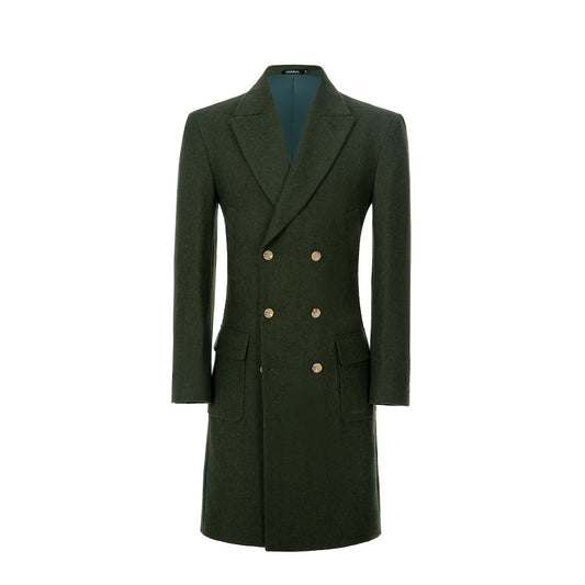 Men's Wool Coat Winter Double Breasted Long Coat