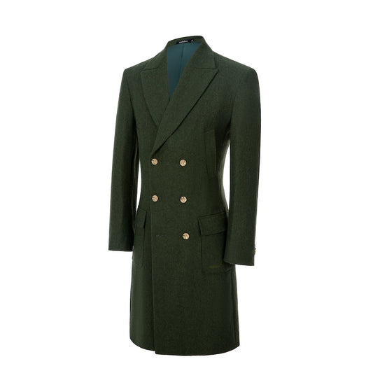 Men's Wool Coat Winter Double Breasted Long Coat