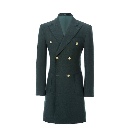 Men's Wool Coat Winter Double Breasted Long Coat