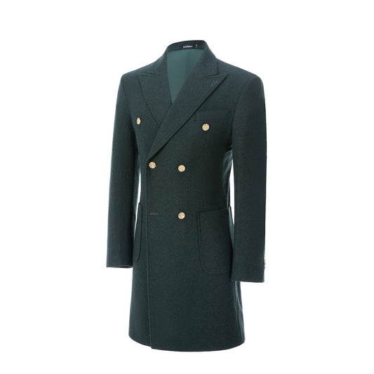 Men's Wool Coat Winter Double Breasted Long Coat