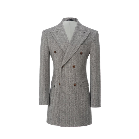 Men's Wool Coat Winter Double Breasted Long Coat