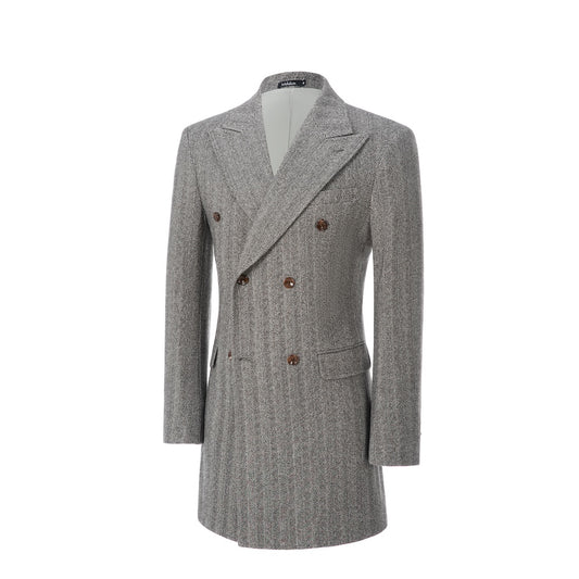 Men's Wool Coat Winter Double Breasted Long Coat