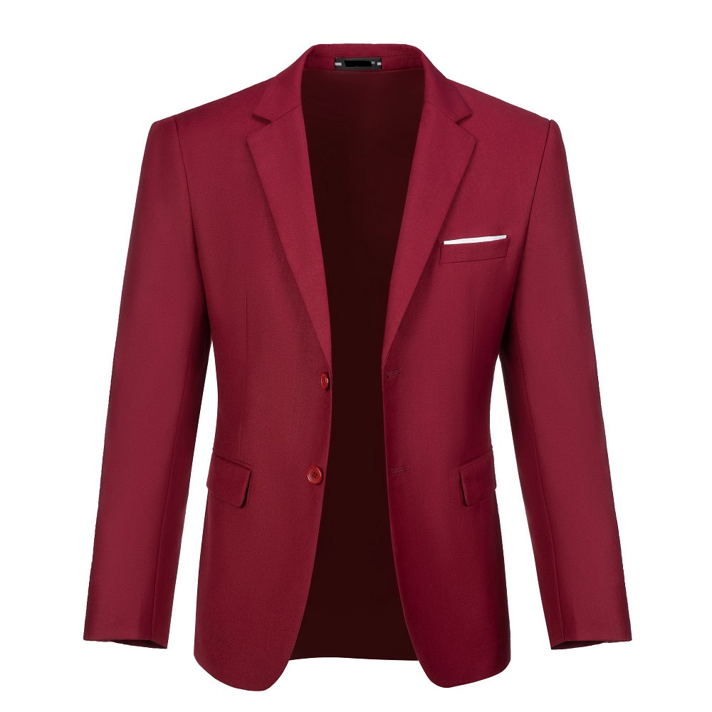 Burgundy Men's Two Button Blazer for Party, Wedding and Business