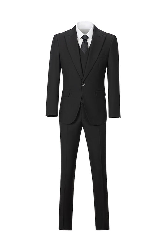 One Botton Black Party Banquet Formal 3 Piece Men Suits