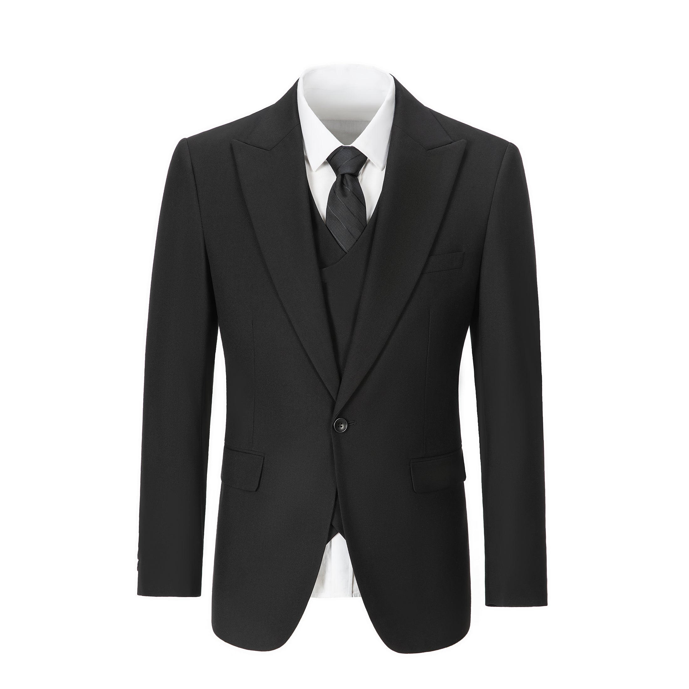 One Botton Black Party Banquet Formal 3 Piece Men Suits