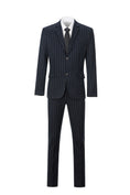 Cargar la imagen en la vista de la galería, New Arrival Navy Stripe Party Banquet Formal 2 Piece Men Suits
