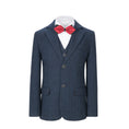 Load image into Gallery viewer, Navy Plaid 3 Piece Boys Suits Blazer Vest and Pants
