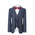 Load image into Gallery viewer, Dark Blue Plaid 3 Piece Boys Suits Blazer Vest and Pants
