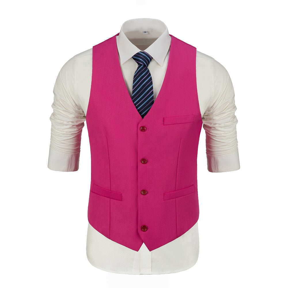 Fuchsia Men's Vest for Party, Wedding and Business