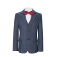 Load image into Gallery viewer, Dark Blue Plaid 3 Piece Boys Suits Blazer Vest and Pants
