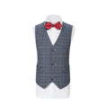 Cargar la imagen en la vista de la galería, Blue-white Plaid 3 Piece Boys Suits Blazer Vest and Pants
