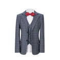 Cargar la imagen en la vista de la galería, Blue-white Plaid 3 Piece Boys Suits Blazer Vest and Pants
