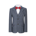 Cargar la imagen en la vista de la galería, Blue-white Plaid 3 Piece Boys Suits Blazer Vest and Pants
