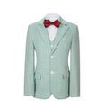 Cargar la imagen en la vista de la galería, Mint Green Plaid 3 Piece Boys Suits Blazer Vest and Pants
