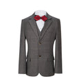 Load image into Gallery viewer, Grey Plaid 3 Piece Boys Suits Blazer Vest and Pants
