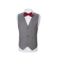 Load image into Gallery viewer, Light Grey Plaid 3 Piece Boys Suits Blazer Vest and Pants
