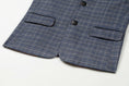 Load image into Gallery viewer, Blue-white Plaid 3 Piece Boys Suits Blazer Vest and Pants
