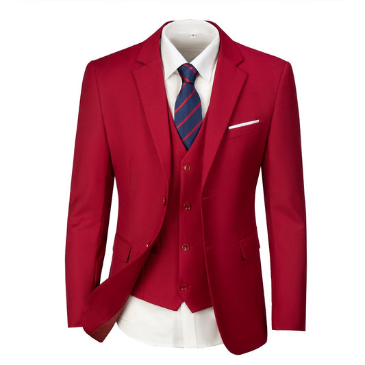 Red Men's Two Button Blazer for Party, Wedding and Business