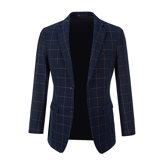 Blue Men's Blazer for Party, Wedding and Business ( Orange Plaid )