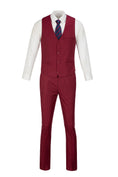 Load image into Gallery viewer, Burgundy Men's Suits 2 Pieces Vest+Pants Set V-Neck Slim Fit Casual Waistcoat Suit
