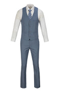 Load image into Gallery viewer, Denim Blue Men's Suits 2 Pieces Vest+Pants Set V-Neck Slim Fit Casual Waistcoat Suit
