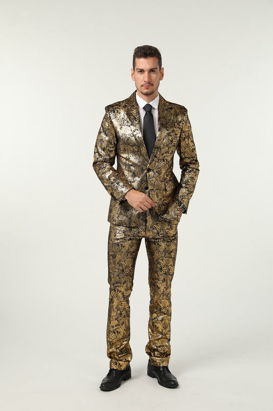 Golden Velvet 3 Piece Men's Formal Suits