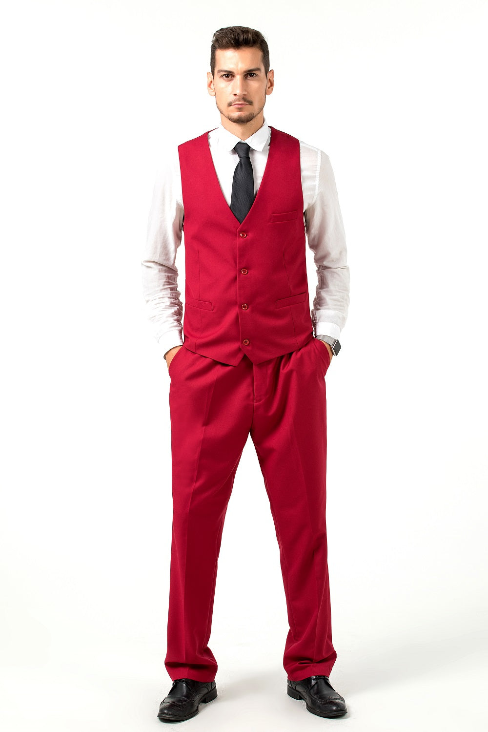 Men's Suits 2 Pieces Vest+Pants Set V-Neck Casual Waistcoat Suit