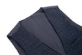 Charger l'image dans la visionneuse de la galerie, Navy Plaid Men's 3 Piece Slim Fit Suit Set Double Breasted Blazer Vest Pants for Party, Wedding and Business
