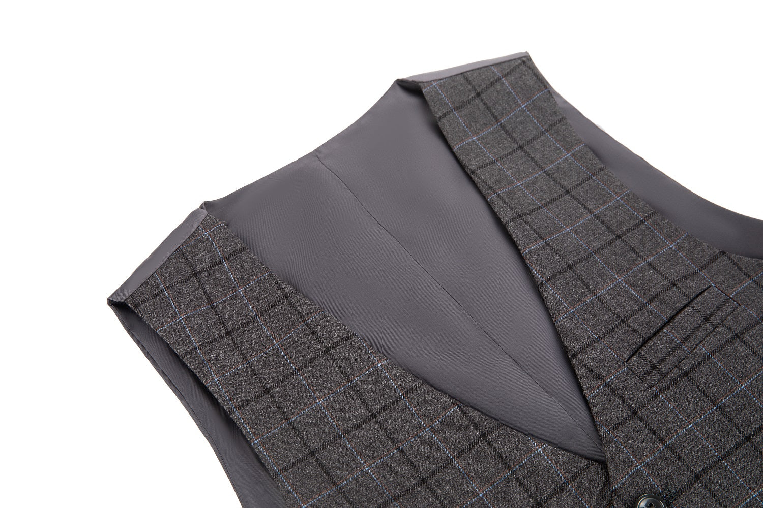 Grey Plaid Men's 3 Piece Set for Party, Wedding and Business