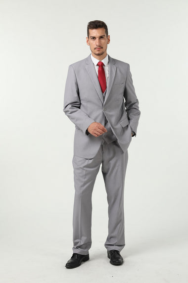 Grey Two Button Wedding 3 Pieces Slim Fit Men Suits