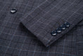 Charger l'image dans la visionneuse de la galerie, Dark Grey Plaid Men's 3 Piece Set for Party, Wedding and Business
