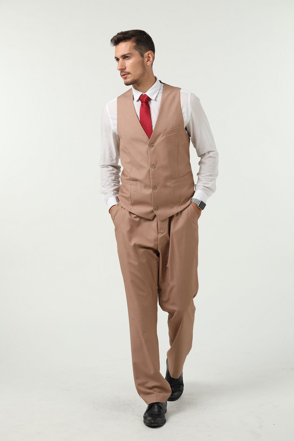 Men's Suits 2 Pieces Vest+Pants Set V-Neck Casual Waistcoat Suit