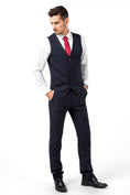 Gallery viewerに画像を読み込む, Grey Black Navy Stripe Men's 3 Piece Set
